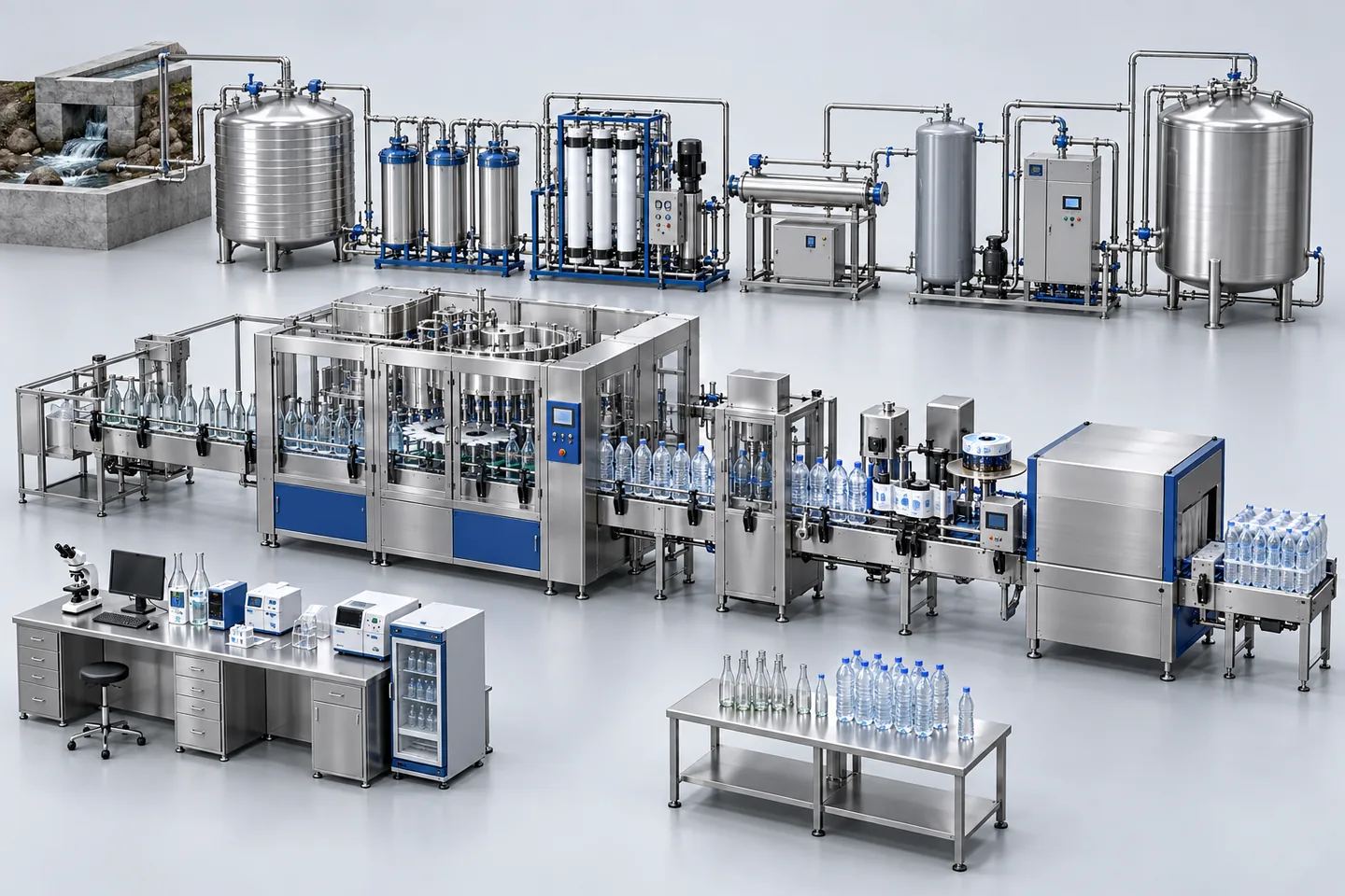 Natural Mineral Water Plant (IS 13428) — representative equipment illustration